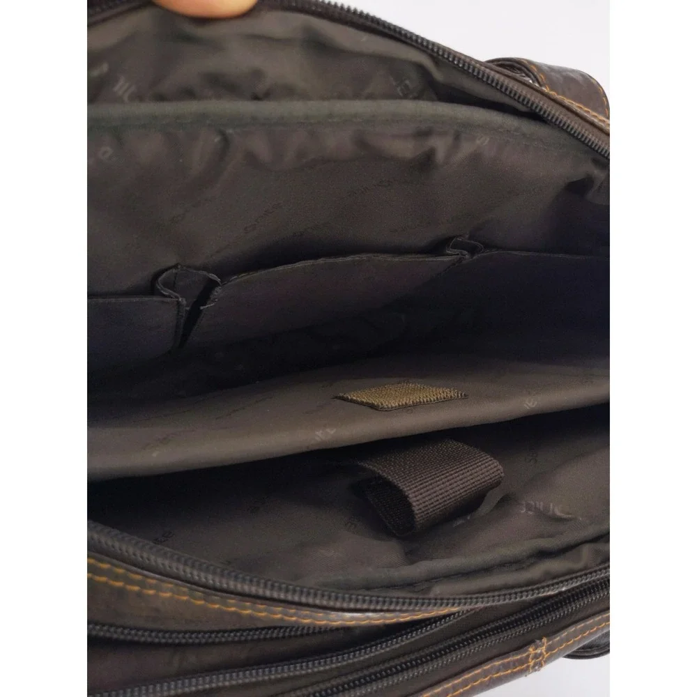 Samsonite Brown Leather Laptop Briefcase Business Bag Organizer‎ Expandable